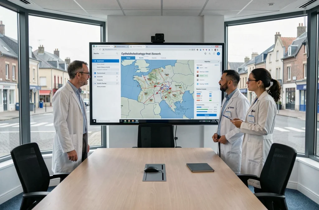 L'équipe du réseau ophtalmologique Les 3O de la Sarthe en réunion de coordination médicale