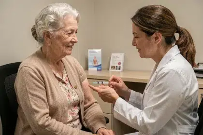 Une femme âgée reçoit un vaccin recommandé lors d'une consultation médicale avec son médecin